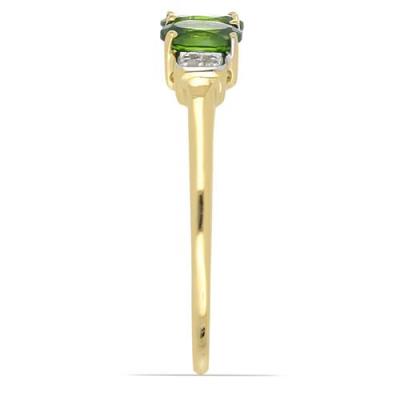 BUY NATURAL CHROME DIOPSIDE GEMSTONE GOLD PLATED RING IN 925 SILVER